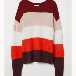 H&M Red/Pink Stripe Sweater Size Small